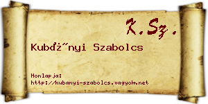 Kubányi Szabolcs névjegykártya